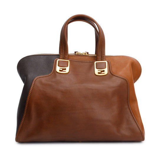 Fendi Brown/Black Calfskin Leather Mediu Chameleon Tote