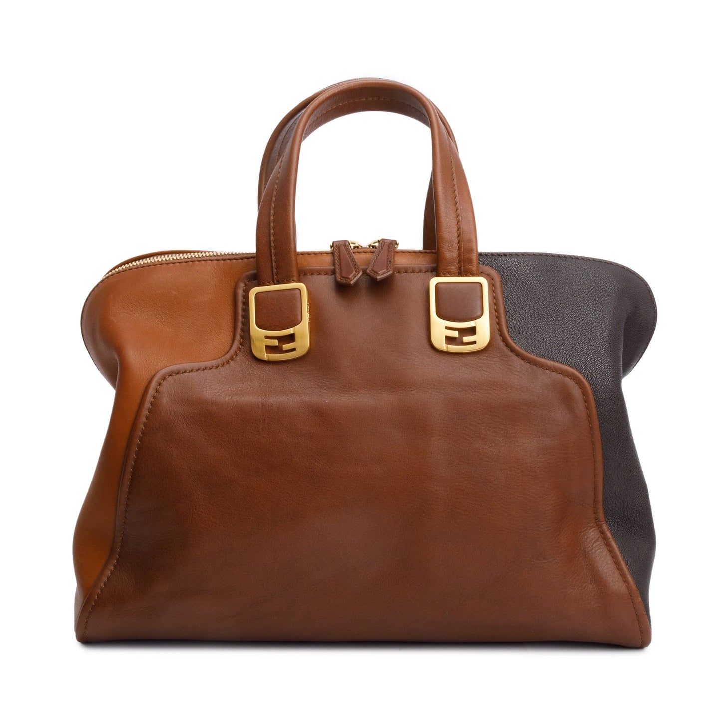 Fendi Brown/Black Calfskin Leather Mediu Chameleon Tote