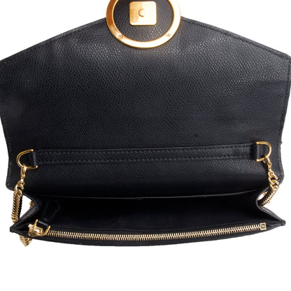 Fendi Brown/Black FF 1974 Embossed Leather F is Fendi Envelope Wallet on Chain