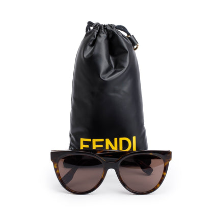 Fendi FE400088U Havana Acetate Cat-Eye Sunglasses