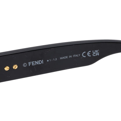 Fendi FE40052U Gold-Tone Metal Black Acetate Zucca FF Logo Round Sunglasses