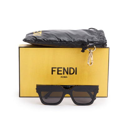 Fendi FE40078I Black Acetate Fendigraphy Square Sunglasses