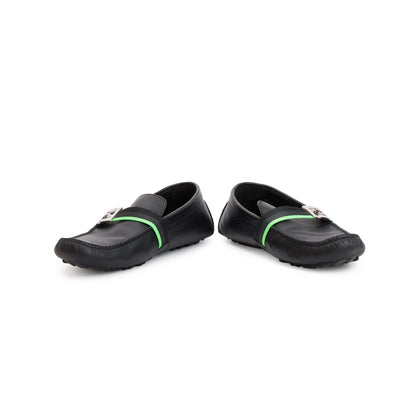 Fendi FF Black Leather Loafers, Size 11