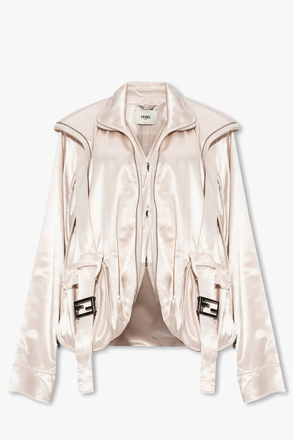 FENDI FF BUCKLE ZIPPED OVERSIZED JACKET