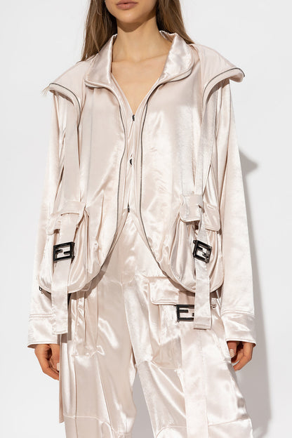 FENDI FF BUCKLE ZIPPED OVERSIZED JACKET