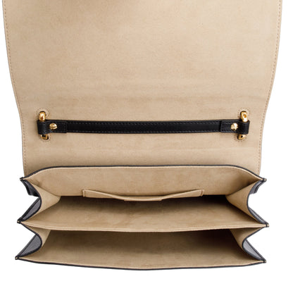 Fendi FF Embossed & Black Calfskin Leather Kan I Shoulder Bag
