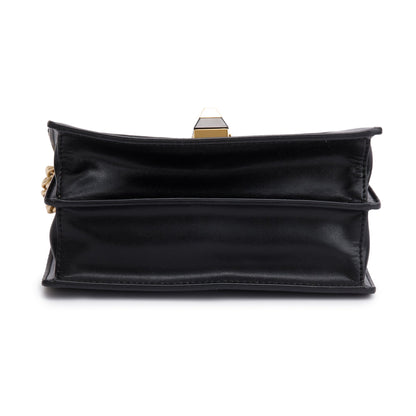 Fendi FF Embossed & Black Calfskin Leather Small Kan I Shoulder Bag