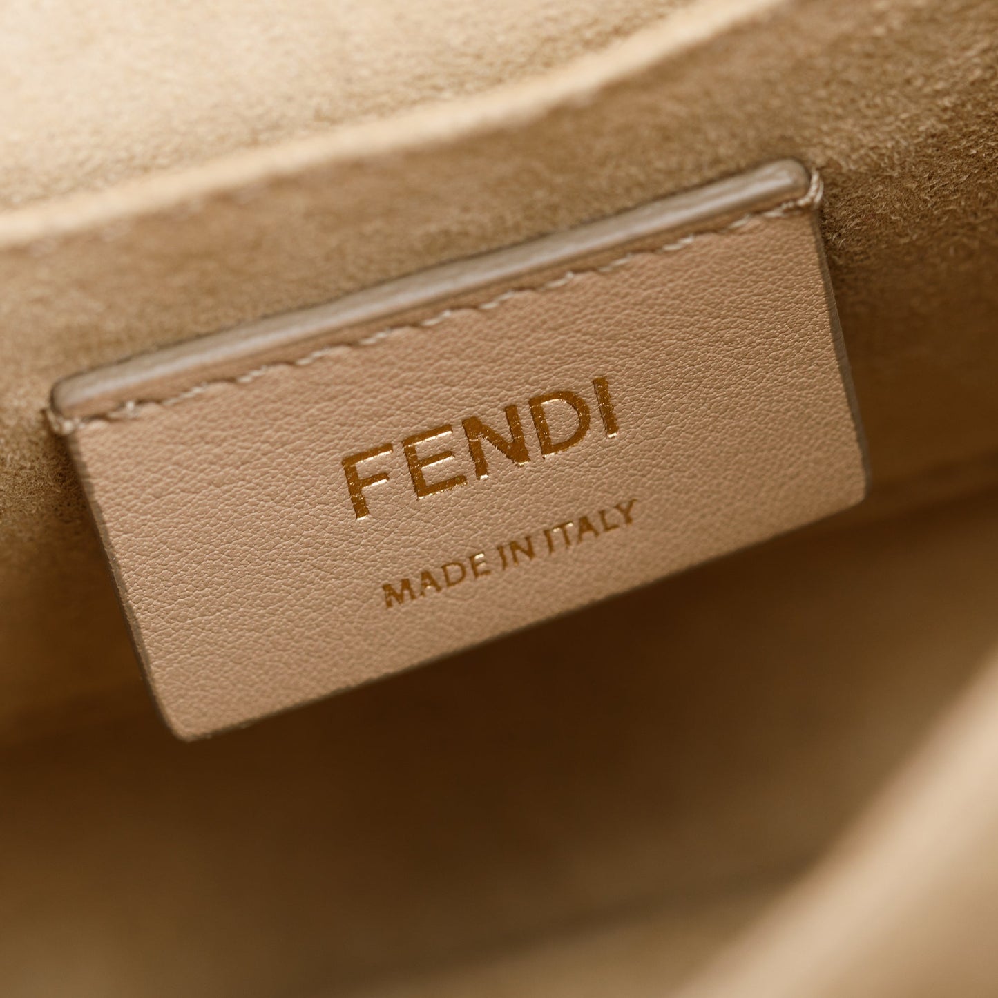 Fendi FF Embossed & Black Calfskin Leather Small Kan I Shoulder Bag