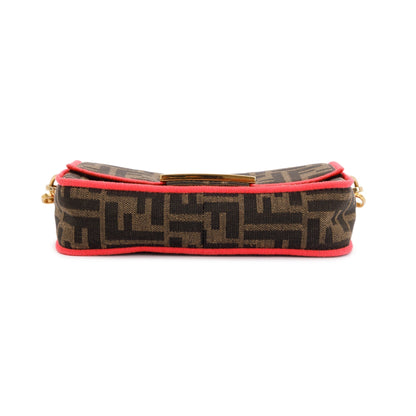 Fendi FF Zucca Canvas Mini Chain Baguette Crossbody Bag