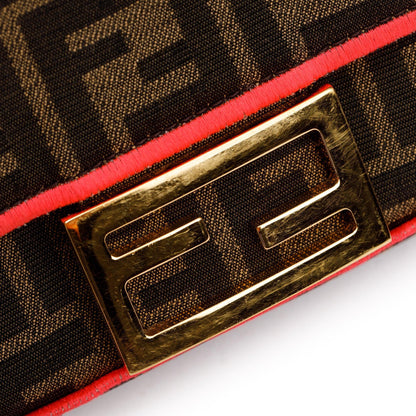 Fendi FF Zucca Canvas Mini Chain Baguette Crossbody Bag