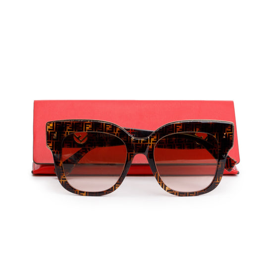 Fendi FF0359/G/S FF Zucca Havana Acetate Fendi First Square Sunglasses