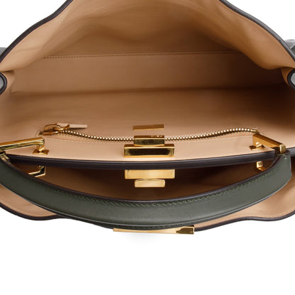 Fendi Green Calfskin Leather Large Peekaboo Bag