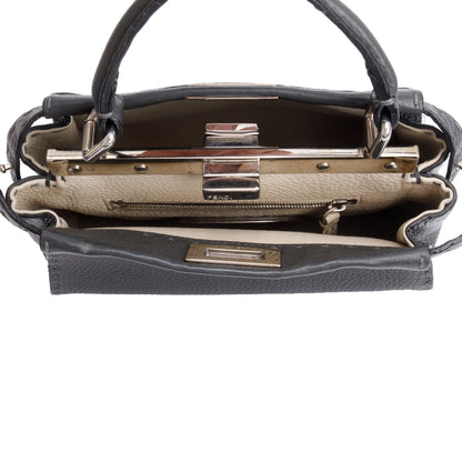 Fendi Grey Calfskin Leather Mini Selleria Peekaboo Bag