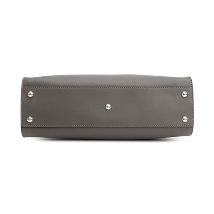 Fendi Grey Calfskin Leather Python Trim Medium Peekaboo Bag