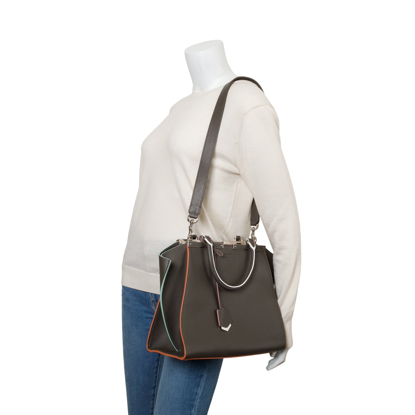 Fendi Grey Vitello Elite Leather Medium 3Jours Tote