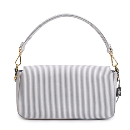 Fendi Grey/White Striped Cotton Cuoio Betagna Baguette Grigio Shoulder Bag