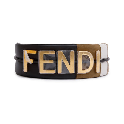 Fendi Grigio Multicolor Ebano Vitello Seta Suede Goatskin Small Rainbow Fendigraphy Bag