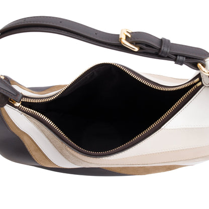 Fendi Grigio Multicolor Ebano Vitello Seta Suede Goatskin Small Rainbow Fendigraphy Bag