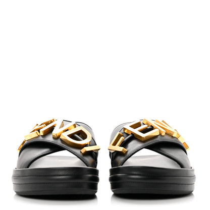 FENDI CALFSKIN LEATHER FENDIGRAPHY SLIDES