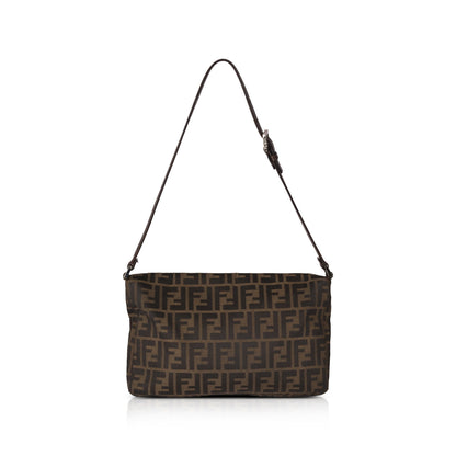 Fendi Leather-Trimmed Zucca Shoulder Bag