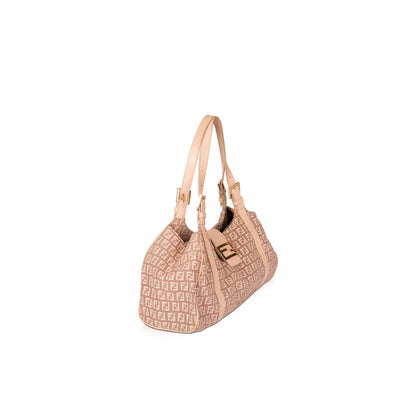 Fendi Leather-Trimmed Zucchino Shoulder Bag