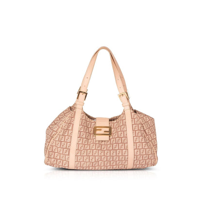 Fendi Leather-Trimmed Zucchino Shoulder Bag