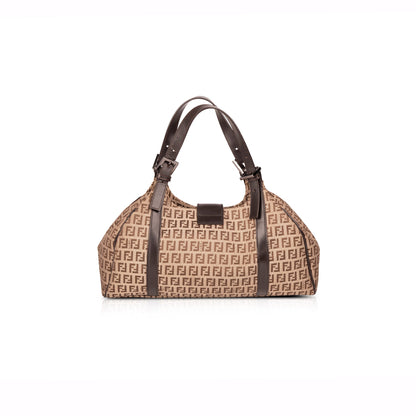 Fendi Leather-Trimmed Zucchino Tote