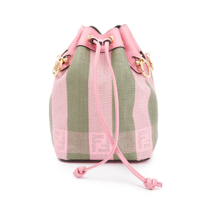 Fendi Military Rosa Lollypop Raffia Vitello Seta F is Fendi Pequin Gingham Woven Mini Mon Tresor Bucket Bag