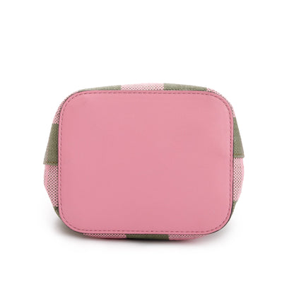 Fendi Military Rosa Lollypop Raffia Vitello Seta F is Fendi Pequin Gingham Woven Mini Mon Tresor Bucket Bag