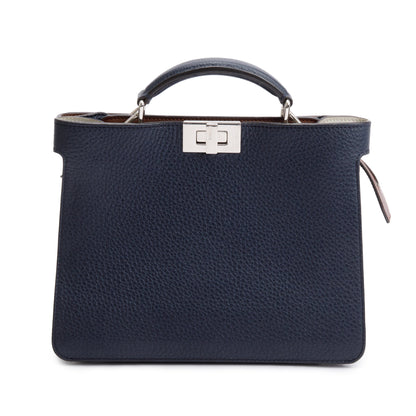 Fendi Navy Calfskin Leather Mini Peekaboo ISeeU Bag