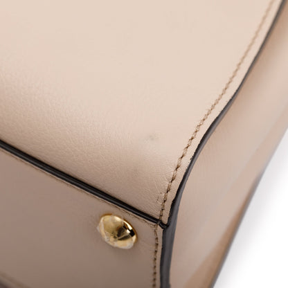 Fendi Neutral Calfskin Leather Floral Inlay Mini Peekaboo Bag