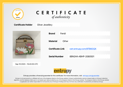 Fendi Neutral Calfskin Leather Floral Inlay Mini Peekaboo Bag