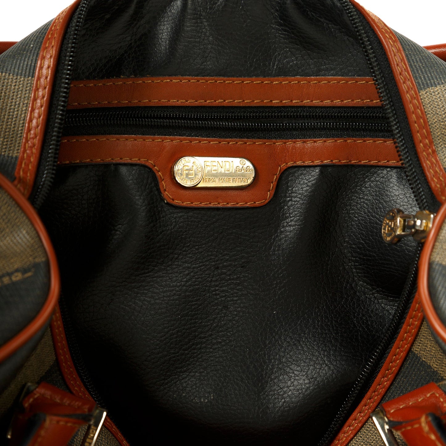 Fendi Pequin Stripe Boston Bag