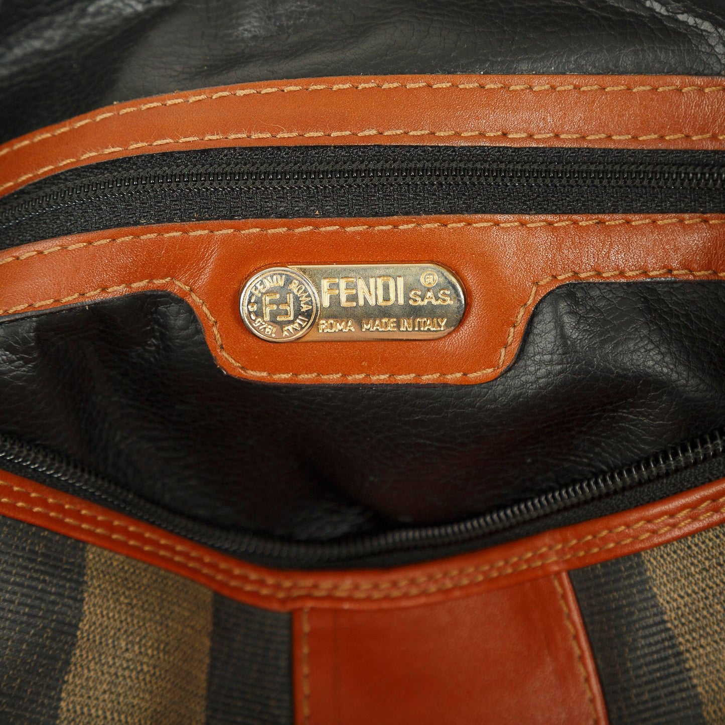 Fendi Pequin Stripe Boston Bag