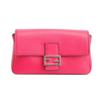 Fendi Pink Calfskin Leather Micro Baguette Bag
