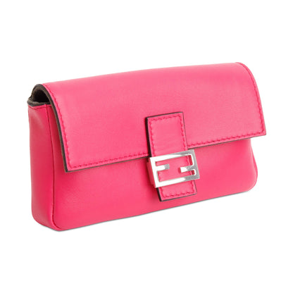 Fendi Pink Calfskin Leather Micro Baguette Bag