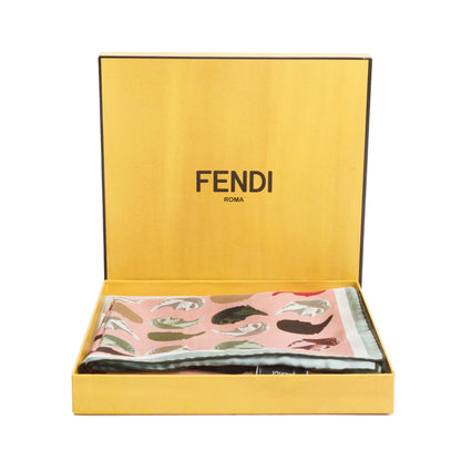 Fendi Pink Multicolor Print Silk Foulard 90