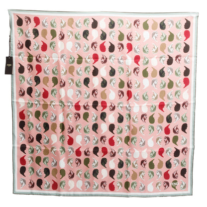 Fendi Pink Multicolor Print Silk Foulard 90
