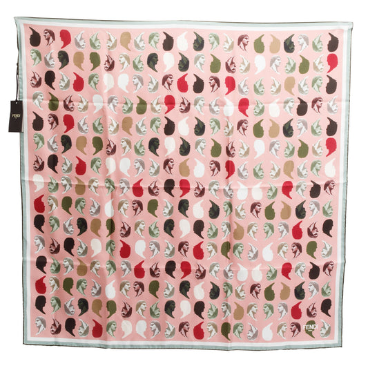 Fendi Pink Multicolor Print Silk Foulard 90