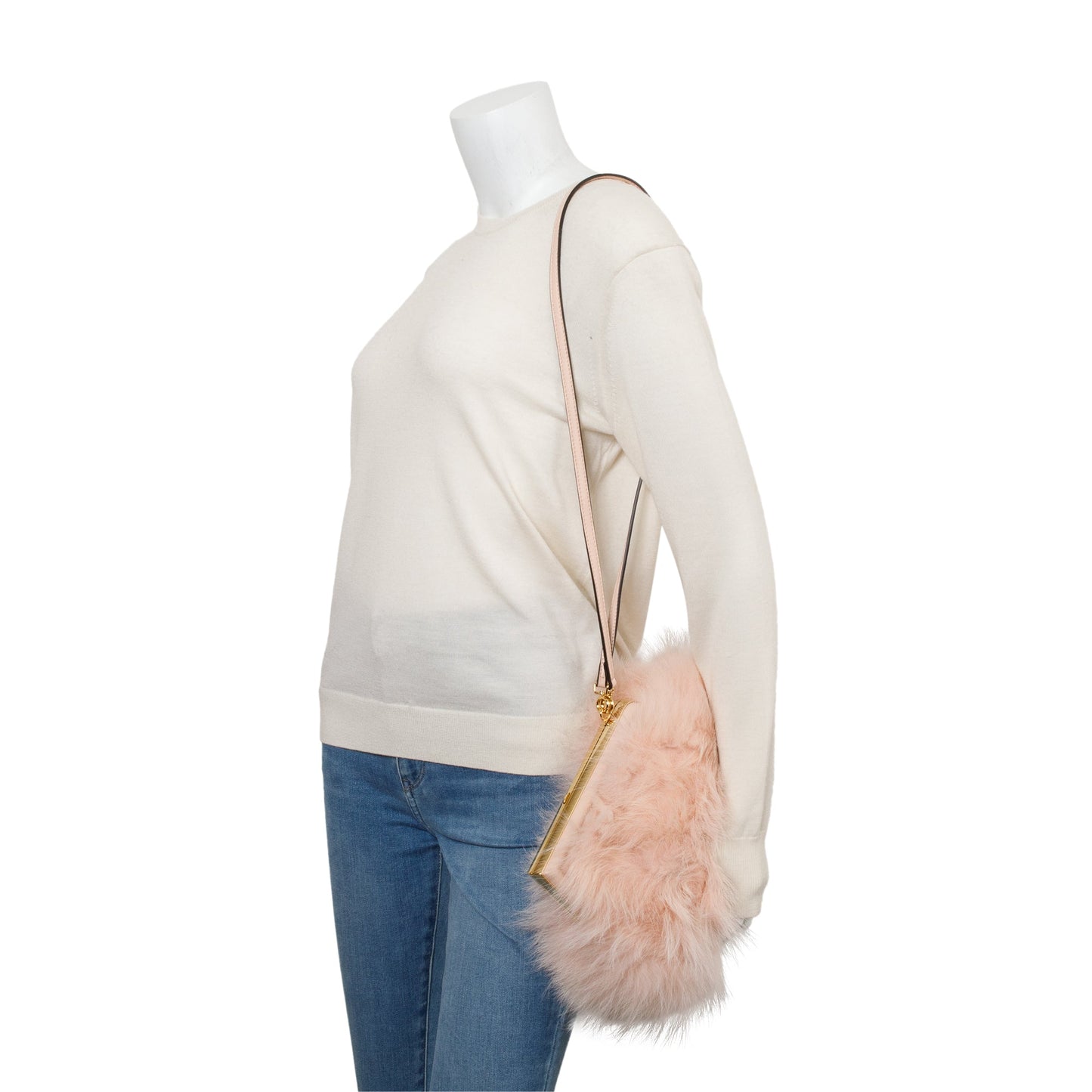 Fendi Pink Nappa Leather Fox Fur Small Fendi First Bag