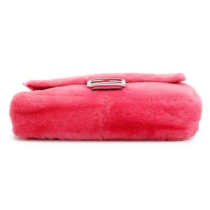 Fendi Pink Shearling Baguette NM Shoulder Bag