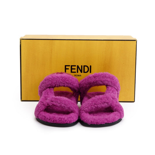 Fendi Purple Fur Fendi Feel Sandals, Size 36.5