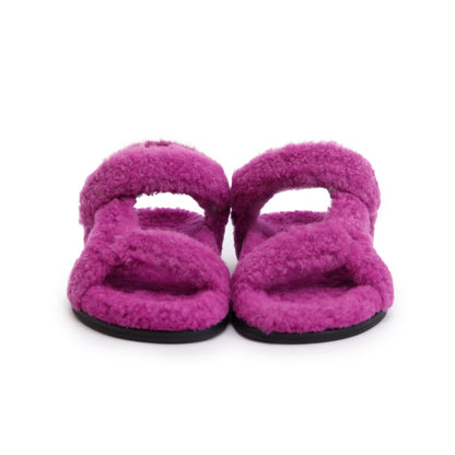 Fendi Purple Fur Fendi Feel Sandals, Size 36.5