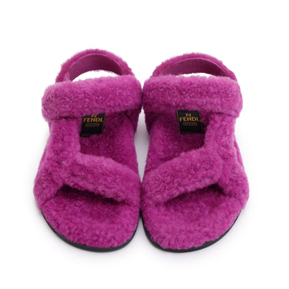 Fendi Purple Fur Fendi Feel Sandals, Size 36.5