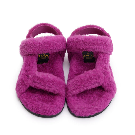 Fendi Purple Fur Fendi Feel Sandals, Size 36.5