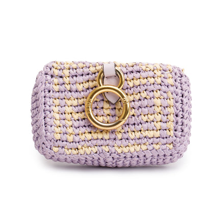Fendi Raffia Vitello Seta FF Woven Nano Baguette Charm