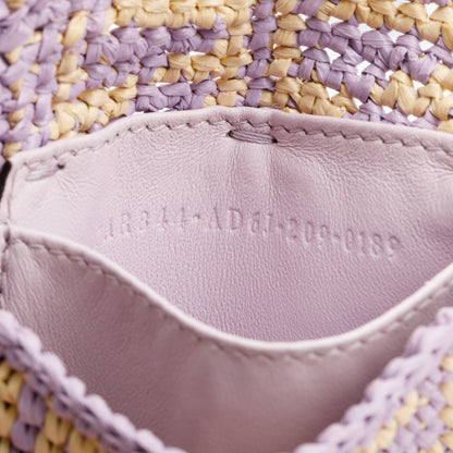 Fendi Raffia Vitello Seta FF Woven Nano Baguette Charm