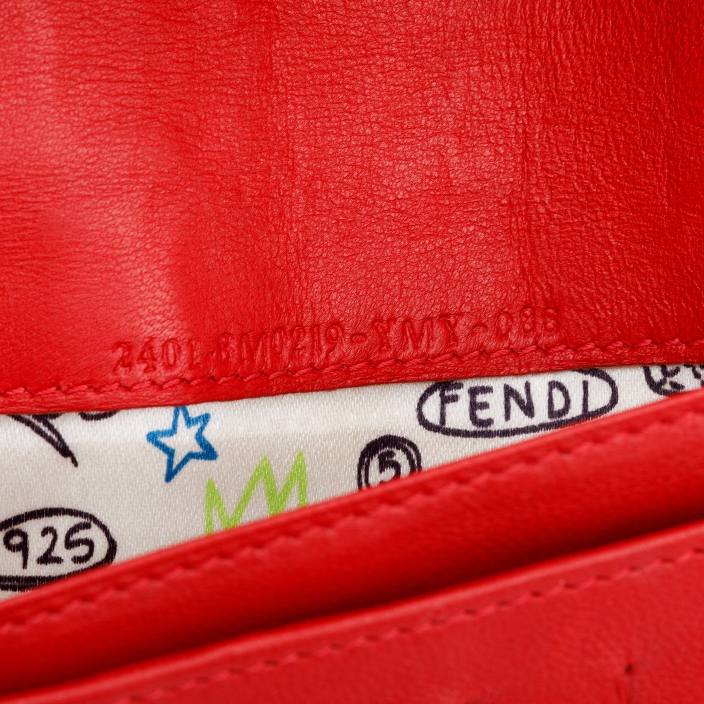 Fendi Red Logo Embossed Nappa Leather Chain Clutch Bag
