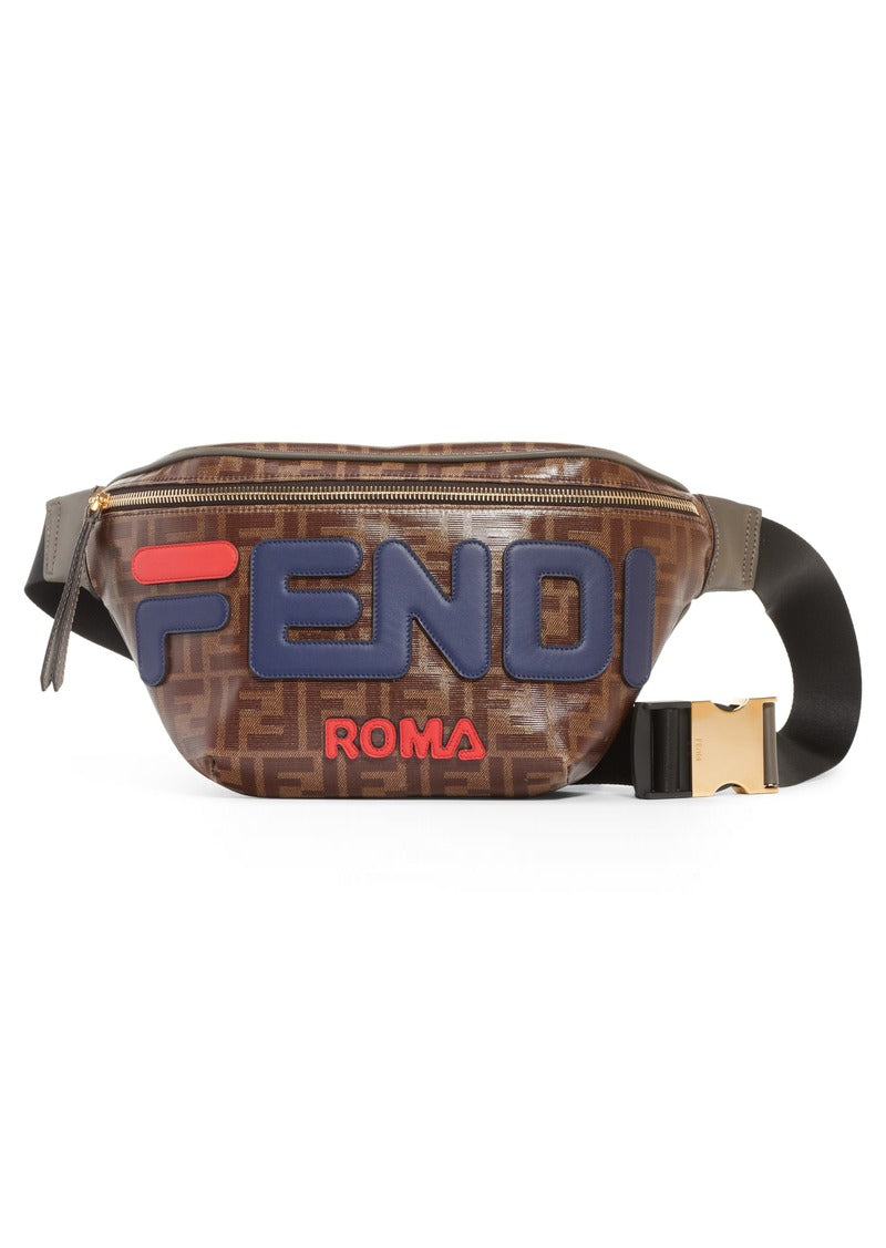 Fendi Fila AppliquÃ©d Printed Coated Canvas Belt Bag