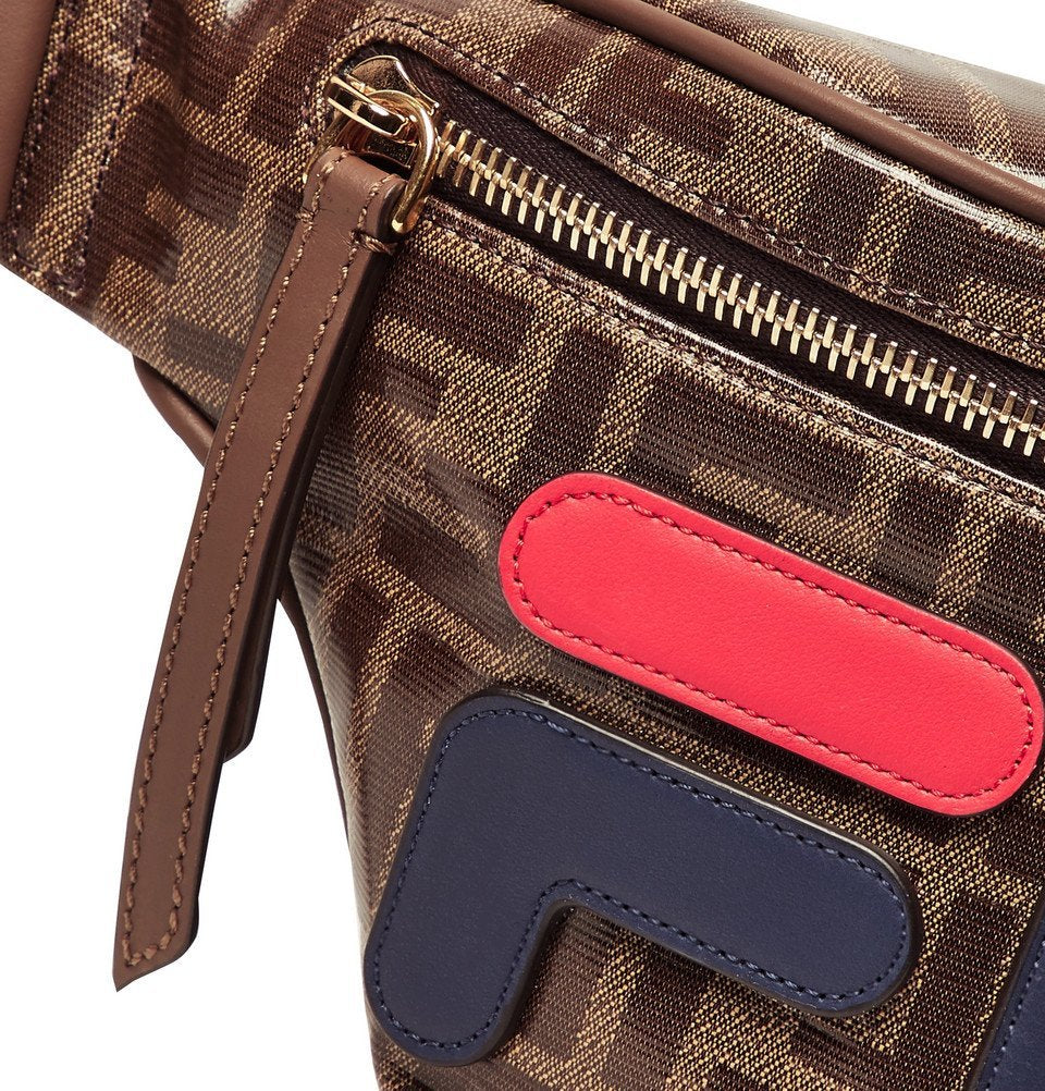 Fendi Fila AppliquÃ©d Printed Coated Canvas Belt Bag